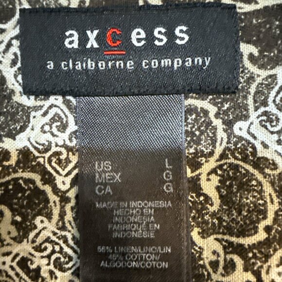 Axcess A Claiborne Co. Men’s L Gray, Olive Green, Tan Print Shirt - Picture 5 of 7